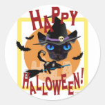 Halloween Cat Party Art - Multi Round Sticker