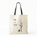 Halloween Cat under Tree Canvas Bag