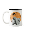 Halloween Cemetery Cat mugs
