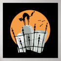 Halloween Cemetery Cat posters