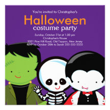 Halloween Costume Party Invitation Cute Monsters