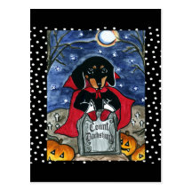 Halloween Count  Dachshund Post Card