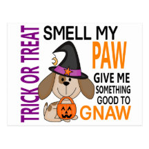 Halloween Dog Smell My Paw 2 Post Card