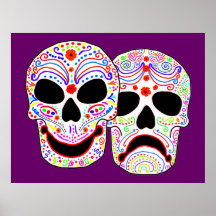 Halloween DOTD Comedy-Tragedy Skulls Poster