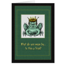 Halloween Frog Kiss and Crown Greeting Card