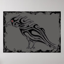 Halloween Glossy Black Raven Print