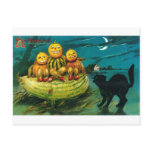 Halloween Gourd Peopl and Cat postcards