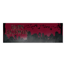 Halloween Graveyard Scene Silhouette Business Card
