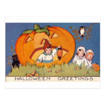 Halloween Greeting Kids, Pumpkin, Owl Postcards