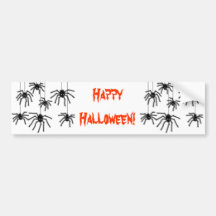 Halloween Hairy Cartoon Spiders Bumper Sticker