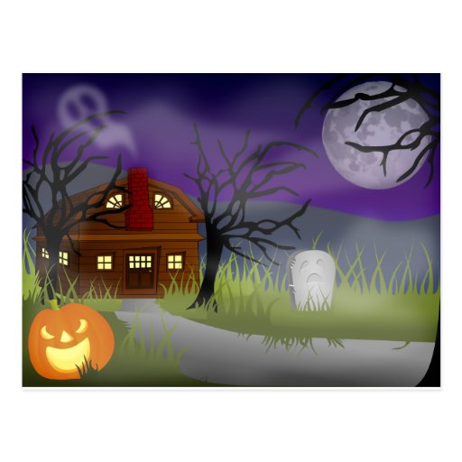 Halloween Haunted House Fog Postcards