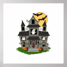 Halloween Haunted House Print