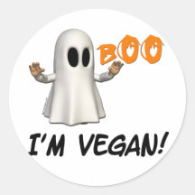 Halloween I'm Vegan Round Sticker