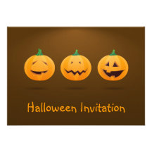 Halloween invitation with 3 cute pumpkins