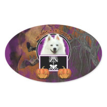 Halloween - Just a Lil Spooky - American Eskimo Oval Sticker