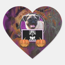 Halloween - Just a Lil Spooky - Pug Heart Sticker