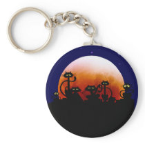 Halloween Kitties and Halloween Moon Keychain