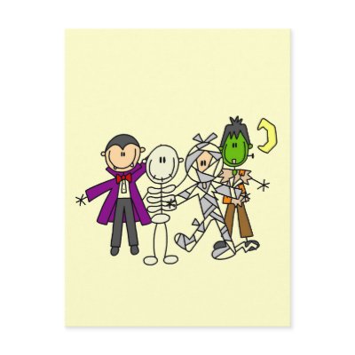 Halloween Monsters Tshirts and Gifts Postcard by stick_figures