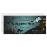 Halloween Party Black Cat Haunted House Blue Custom Invites