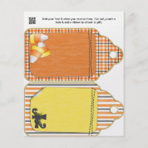 Halloween Party gift or favour Bag Tags Flyer
