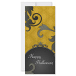 Halloween Party Invitation - Black & Gold Damask