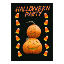 Halloween party invitation pumpkins and candy