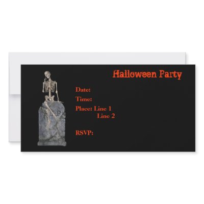 Halloween Party Invitation Skeleton Tombstone Card Custom Photo Card by SmilinEyesTreasures