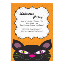 Halloween Party Invitation with black cat