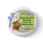 Halloween Pinback Buttons Party Name Pin
