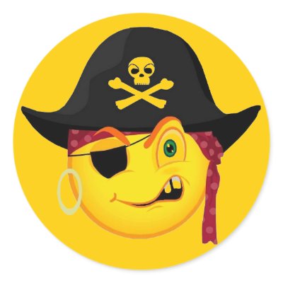 Halloween Pirate Smiley Round Stickers