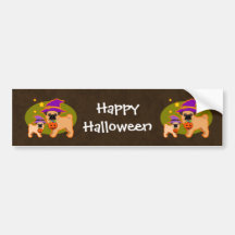 Halloween pugs bumper sticker