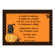 Halloween Pumpkin Cat Personalized Invitation