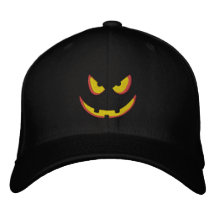 Halloween Pumpkin Grin - Booo! Embroidered Baseball Caps