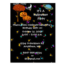 HALLOWEEN PUMPKIN HEADS Invitation Postcards