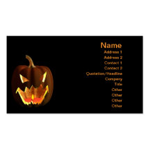 Halloween pumpkin on black business card template