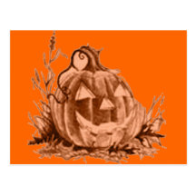 halloween pumpkin post card