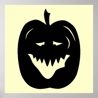 Halloween Pumpkin Silhouette. Black. Poster