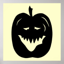Halloween Pumpkin Silhouette. Black. Poster