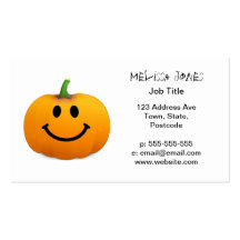 Halloween Pumpkin Smiley face Business Card Template