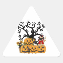 Halloween Pumpkins, Black Birds and Pug Dog Stickers