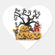 Halloween Pumpkins, Black Birds and Pug Dog Stickers