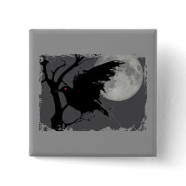 Halloween Raven in Branch with Full Moon