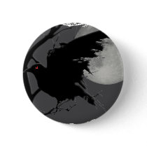 Halloween Raven in Branch with Full Moon