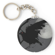 Halloween Raven in Branch with Full Moon