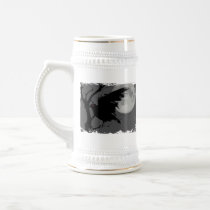 Halloween Raven in Branch with Full Moon Mugs