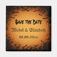 Halloween Save the Date magnet with bats