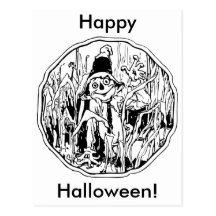 Halloween Scarecrow Postcard