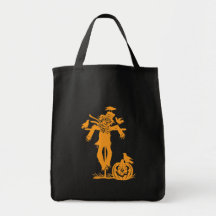 Halloween Scarecrow Silhouette Grocery Bag