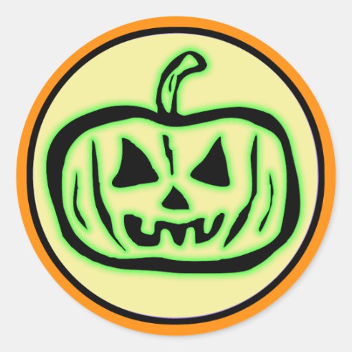 Halloween Scary Pumpkin Jack O Lantern Round Sticker