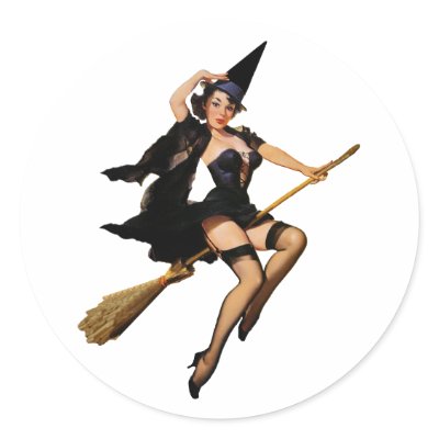 Halloween Sexy Witch Round Stickers